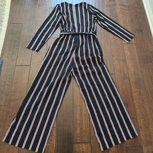 Pants suit black with maroon/white stripes